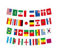 VICASKY Guirlande de drapeaux de pays - 10 m - Bannière internationale avec 32 équipes - Corde double face pour football - Décoration de fête de jardin, terrasse - Ballon 2026