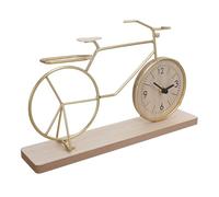 VICASKY Horloge Vintage de Table de Vélo en Métal et Bois, Décorative et Précise pour Bureau ou Chevet, Style Rétro Industriel Couleur Or