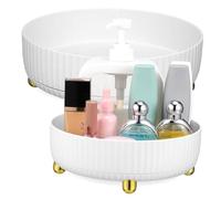 VICASKY Lot De 2 Organisateurs De Cosmétiques Rotatifs Grand Et Petit, Boîtes De Rangement en Polypropylène Blanc Perlé, Plateau Tournant Résistant, pour Bureau Et Salle De Bain