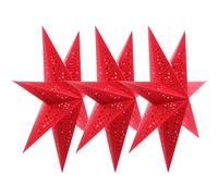 VICASKY Lot de 3 Lanternes Étoilées en Papier Noir à Suspendre, Étoiles 3d, Effet Bois, Led, Pliables, Décorations de Fête, Flocons de Neige, pour L'extérieur, Noël, 50 X 50 X 16 Cm, Rouge