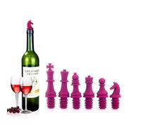 VICASKY Lot de 6 Set de Set de Bouchons de Bouteille de Vin en Silicone Forme Échecs Réutilisables Résistants Haute et Basse Température Faciles à Nettoyer Couleur Couleur Aléatoire