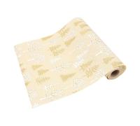 VICASKY Nappe Imprimée Chemin de Table de Noël Tissu en Lin Fin Or Facile à Nettoyer pour Restaurant et Fête de Noël Décor à Motifs