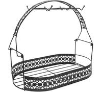 VICASKY Organiseur de Tasse en Fer Noir au Design Européen Simple et Élégant 6 Crochets et Panier Filaire, Étagère de Rangement Murale Cuisine