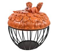 VICASKY Panier Facile à Entretenir en Métal Porte-œufs de Comptoir avec Couvercle Écureuil, Structure Ventilée et Design Créatif pour Légumes, Ail Cuisine