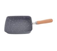 VICASKY Petite Poêle Rectangulaire Antiadhésive Bleu en Pierre et Acier | Surface Martelée, Manche Bois, Cuisson Simple Portion, pour Tamagoyaki et Rouleaux D'œufs
