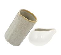 VICASKY Pichet à Lait en Céramique 100ml Style Japonerie Vintage 200ml Ensemble 2 Pièces Distributeur de Sauce Multifonction Facile à Utiliser pour Café et Restaurant