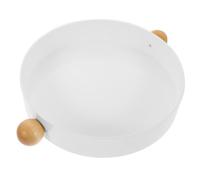 VICASKY Plateau Rond en Bois Poignée Boule, Plateau de Rangement Blanc Élégant pour Organisation de Bureau et Décoration de Table à Domicile