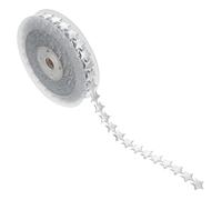 VICASKY Ruban de Noël Ruban Étoile à Cinq Branches en Polyester Argenté, 15m par Rouleau, Décoratif, pour Décoration de Noël et Bricolage DIY