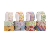 VICASKY Ruban Washi Masking Tape 12 Rouleaux Papier 15mm Motifs Variés Adhésif Pratique pour Scrapbooking et Activités Manuelles