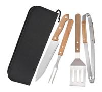 VICASKY Set D'outils de Barbecue, Fourchette à Barbecue Pince et Étui, Acier Inoxydable et Bois, Léger et Portable, pour Steak et Tartes, la Cuisine Extérieure