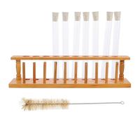 VICASKY Support en Bois pour Tubes à Essai en Verre avec Bouchons en Caoutchouc, Résistance la Chaleur et Haute Transparence, pour Projets Créatifs et Écoles