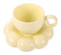 VICASKY Tasse à Café Polyvalent et Raffiné 220ml Jaune en Céramique avec Soucoupe Élégante et Design Simple Ensemble 1 Pièce pour Bureau ou Café