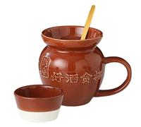 VICASKY Tasse en Céramique Vintage de Bocal à Cornichons avec Couvercle et Cuillère, Capacité 300ml, pour Thé et Boissons Café