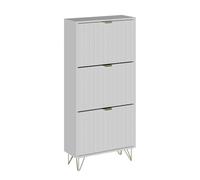 Vicco Armoire à chaussures "Helge", Blanc 60 x 128.5 cm | 3 compartiments, pour le rangement et l’organisation des chaussures dans l’entrée