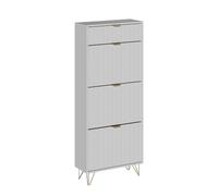 Vicco Armoire à Chaussures Helge, Blanc, 60x145cm | 3 compartiments, autoportant pour un rangement peu encombrant dans le couloir