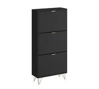 Vicco Armoire à Chaussures Helge, Noir, 60x128.5cm | 3 compartiments, pour le rangement et l’organisation des chaussures dans l’entrée