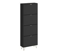 Vicco Armoire à chaussures "Helge", Noir 60 x 166.7 cm | 4 compartiments, pour le rangement des chaussures dans l’entrée