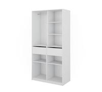 Armoire à vêtements Elmo, 100x200cm avec 2 tiroirs, Blanc, Vicco 50196