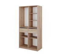 Vicco Armoire à vêtements Elmo, Sonoma, 100x200cm | avec 2 tiroirs, pour un rangement flexible de différents types de vêtements