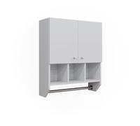 Vicco Armoire de Fynn, Blanc, 59.2x70.5cm | Armoire suspendue avec 2 portes, à fixation murale pour le rangement des accessoires de salle de bain