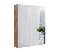 Vicco Armoire de Salle de Bain avec Miroir Irma, Blanc/chêne, 60x75cm | pour montage mural avec surface de miroir intégrée