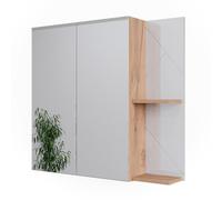 Vicco Armoire de Salle de Bain avec Miroir Irma, Blanc Haute Brillance, 80x75cm, à Monter au Mur avec étagères Ouvertes et Miroir