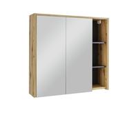 Vicco Armoire de Salle de Bain avec Miroir Viola, Artisan/Gris, 80x75cm | avec des étagères ouvertes, pour montage mural avec miroir intégré et espaces de rangement