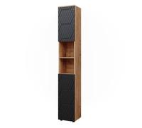 Vicco Armoire de Salle de Bain Irma Anthracite nid d'abeille 30x192cm | pour le rangement des accessoires de salle de bain et compatible avec la série Irma