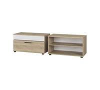 Vicco Armoire de Salon Berno Sonoma/Blanc | 2 pièces, pour le rangement des appareils multimédias et des accessoires de maison