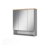 Vicco Armoire de Toilette Eden, Gris, 70x77.5cm | avec 3 portes miroir, beaucoup d'espace de rangement pour les accessoires de salle de bain