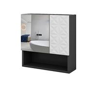 Vicco Armoire de Toilette Edge, Noir, 54x55cm | avec porte et compartiments ouverts, pour le rangement dans la salle de bain avec mécanisme push-to-open