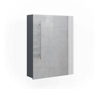 Vicco Armoire de Toilette Fredd, Anthracite Haute Brillance, 60x77cm | à suspendre au mur avec deux étagères intérieures réglables