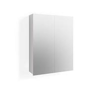 Vicco Armoire de Toilette Fredd, Blanc Haute Brillance, 60x77cm | à suspendre au mur avec deux étagères intérieures réglables