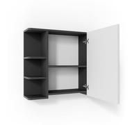 Vicco Armoire de toilette "Fynn", Anthracite 79.6 x 64 cm | 1 Porte · 8 compartiments · Rangement ouvert & fermé · Pour cosmétiques & produits de soin · Au-dessus du lavabo