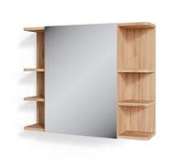 Vicco Armoire de toilette "Fynn", Chêne 79.6 x 64 cm | 1 Porte · 8 compartiments · Rangement ouvert & fermé · Pour cosmétiques & produits de soin · Au-dessus du lavabo