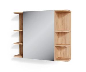 Vicco Armoire de toilette "Fynn", Chêne 79.6 x 64 cm | 1 Porte · 8 compartiments · Rangement ouvert & fermé · Pour cosmétiques & produits de soin · Au-dessus du lavabo