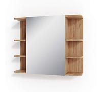 Vicco Armoire de toilette "Fynn", Chêne doré 79.6 x 64 cm | 1 Porte · 8 compartiments · Rangement ouvert & fermé · Pour cosmétiques & produits de soin · Au-dessus du lavabo