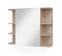Vicco Armoire de toilette "Fynn", Sonoma 79.6 x 64 cm | 1 Porte · 8 compartiments · Rangement ouvert & fermé · Pour cosmétiques & produits de soin · Au-dessus du lavabo