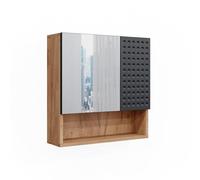 Vicco Armoire de Toilette Irma, Anthracite à Pois, 54x55cm | à monter au mur avec miroir et étagères ouvertes