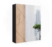 Vicco Armoire de Toilette Irma, Anthracite/chêne doré, 60x75cm | pour montage mural avec surface de miroir intégrée
