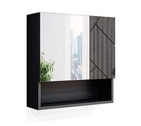 Vicco Armoire de Toilette Irma, Anthracite Haute Brillance, 54x55cm, à Monter au Mur avec Miroir et étagères Ouvertes