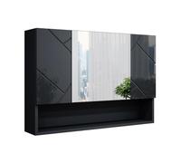 Vicco Armoire de Toilette Irma, Anthracite Haute Brillance, 80.1x55cm | avec miroir et étagères ouvertes pour montage mural