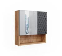 Vicco Armoire de Toilette Irma Anthracite nid d'abeille 54x55cm | à monter au mur avec miroir et étagères ouvertes