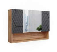 Vicco Armoire de Toilette Irma Anthracite nid d'abeille 80.1x55cm | avec miroir et étagères ouvertes pour montage mural