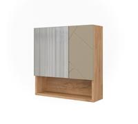 Vicco Armoire de Toilette Irma, Beige, 54x55cm | à monter au mur avec miroir et étagères ouvertes