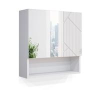 Vicco Armoire de Toilette Irma, Blanc Haute Brillance, 54x55cm | à monter au mur avec miroir et étagères ouvertes