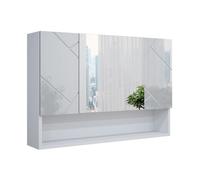 Vicco Armoire de Toilette Irma, Blanc Haute Brillance, 80.1x55cm | avec miroir et étagères ouvertes pour montage mural
