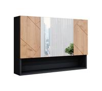 Vicco Armoire de Toilette Irma, Chêne doré/Anthracite, 80.1x55cm | avec miroir et étagères ouvertes pour montage mural