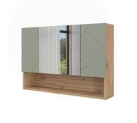 Vicco Armoire de Toilette Irma, Vert Sauge, 80.1x55cm | avec miroir et étagères ouvertes pour montage mural