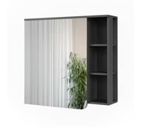 Vicco Armoire de toilette "Karen", Anthracite/Blanc 80 x 75 cm | 2 Portes · 6 compartiments · Rangement ouvert & fermé · Cosmétiques à portée de main · Au-dessus du lavabo